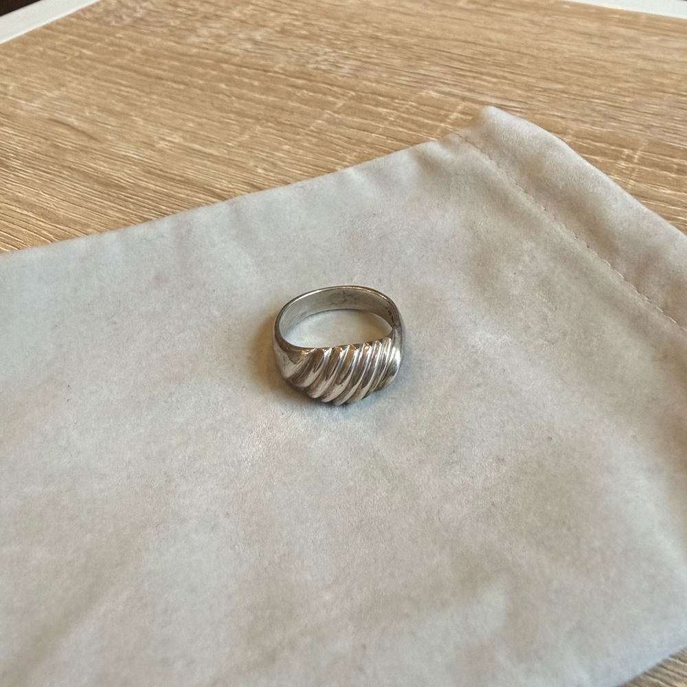 Sterling Silver 925 Textured Dome Ring Size 8.25